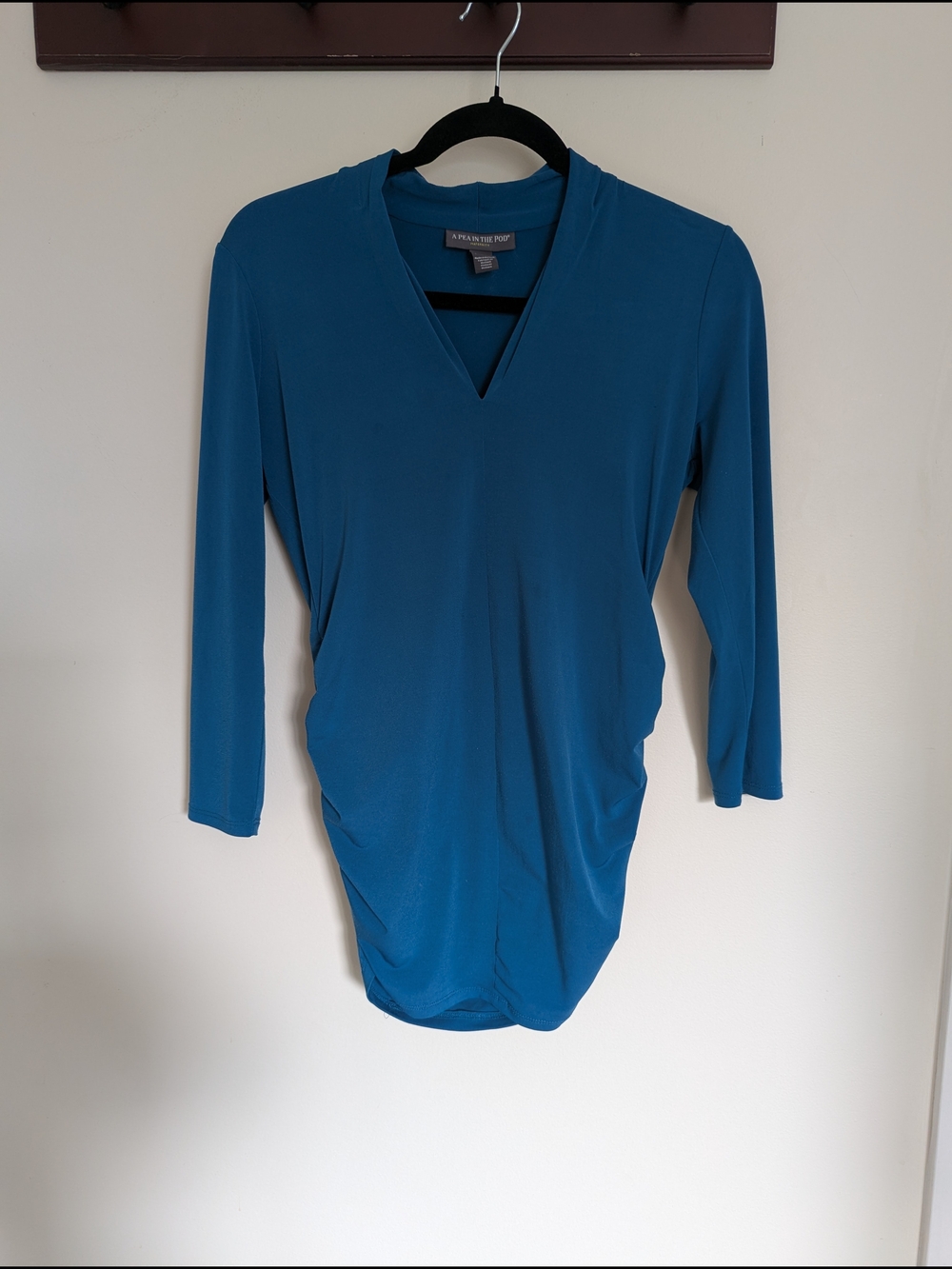 A Pea in the Pod Teal V-Neck Ruched Maternity Top